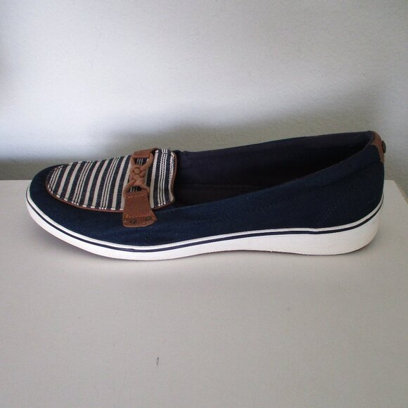 Grasshoppers Ortholite Womens Navy Blue Canvas Flat Loafers - Size 9.5M - Picture 5 of 8